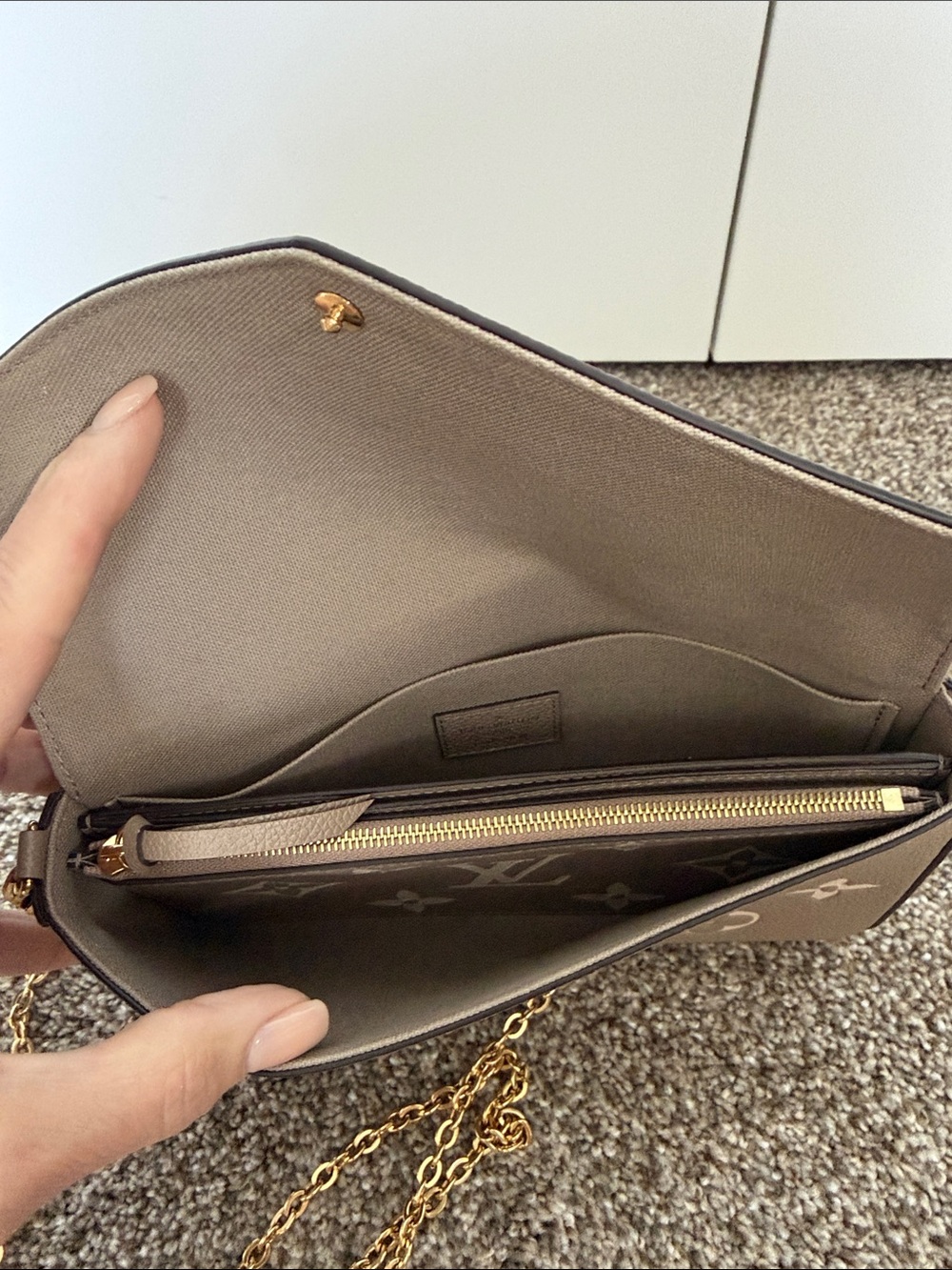 Louis Vuitton Taupe and Cream Monogram Chain Crossbody - Picture 3 of 3